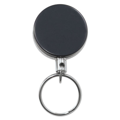 Advantus Heavy-Duty Retractable ID Card Reel, 18.5" Extension, Black/Chrome, 6/Pack