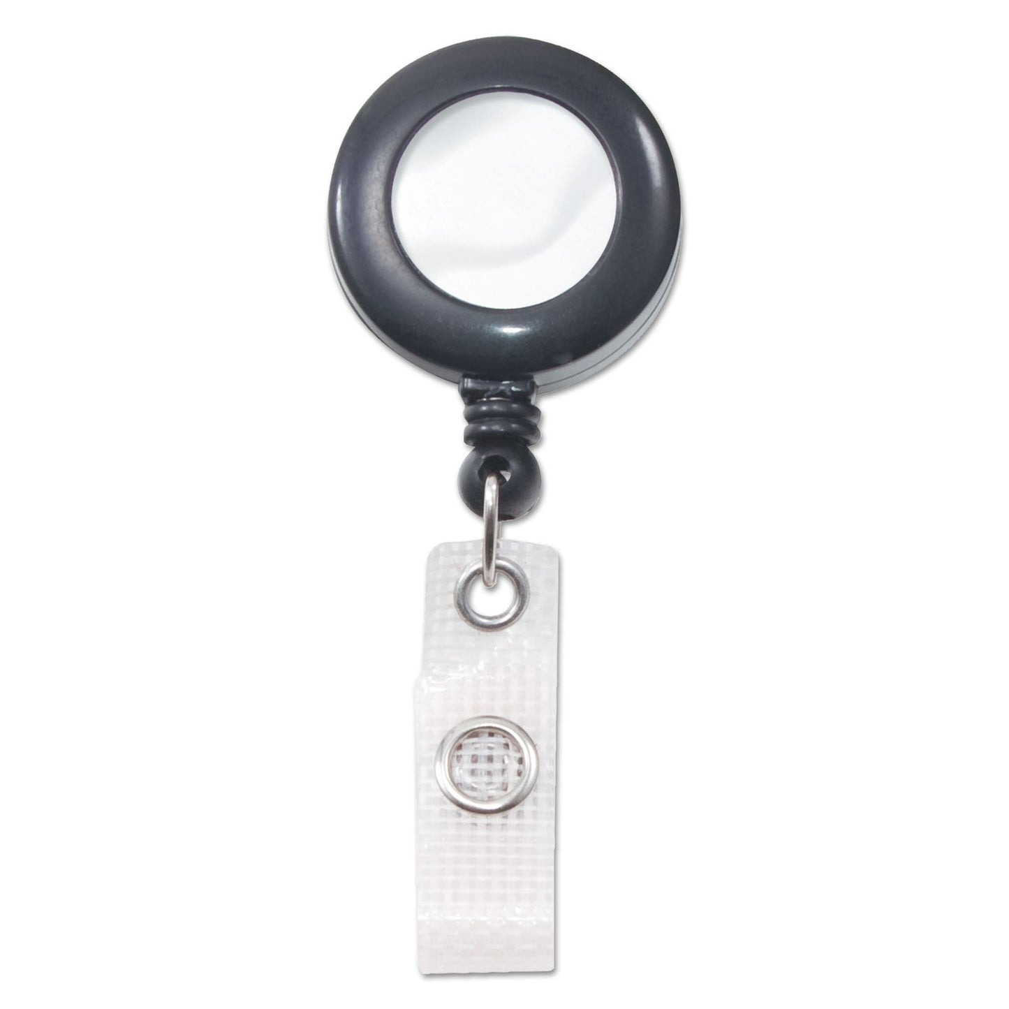 Advantus Deluxe Retractable ID Reel with Badge Holder, 24" Extension, Black, 12/Box