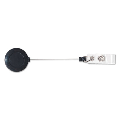 Advantus Swivel-Back Retractable ID Card Reel, 30" Extension, Black, 12/Pack