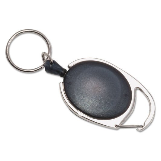 Advantus Carabiner-Style Retractable ID Card Reel, 30" Extension, Smoke, 6/Pack
