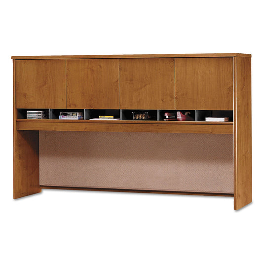 Bush Series C Collection 4 Door 72W Hutch, Box 2 of 2, 71.13w x 15.38d x 43.13h, Natural Cherry/Graphite Gray