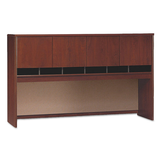 Bush Series C Collection 4 Door 72W Hutch, Box 2 of 2, 71.13w x 15.38d x 43.13h, Hansen Cherry/Graphite Gray