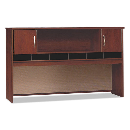 Bush Series C Collection 2 Door 72W Hutch, Box 1 of 2, 71.13w x 15.38d x 43.13h, Hansen Cherry/Graphite Gray