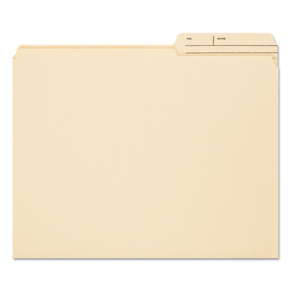Smead Reinforced Guide Height File Folders, 2/5-Cut Printed Tabs: Right Position, Letter Size, 0.75" Expansion, Manila, 100/Box