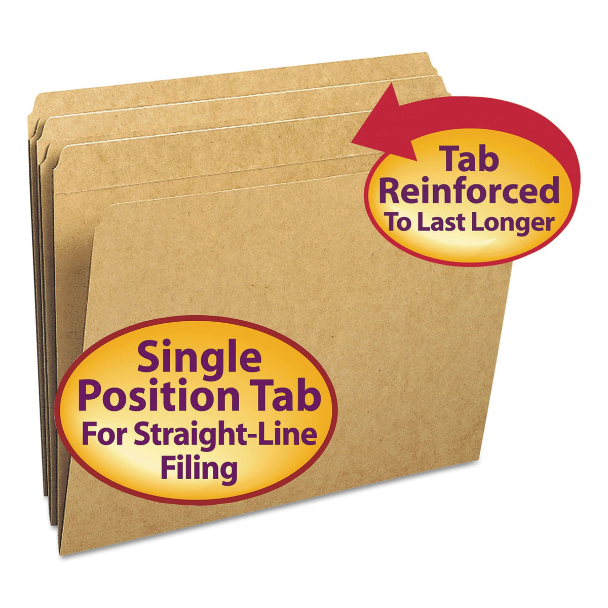 Smead Heavyweight Kraft File Folder, Straight Tabs, Letter Size, 0.75" Expansion, 11-pt Kraft, Brown, 100/Box
