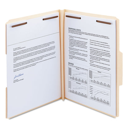 Smead Top Tab Manila Expansion Fastener Folders, 1.5" Expansion, 2 Fasteners, Letter Size, Manila Exterior, 50/Box