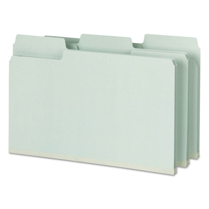 Smead SuperTab Pressboard Fastener Folders with SafeSHIELD Coated Fasteners, 2 Fasteners, Legal Size, Gray-Green Exterior, 25/Box