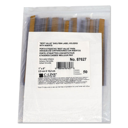 C-Line Self-Adhesive Label Holders, Top Load, 1 x 6, Clear, 50/Pack