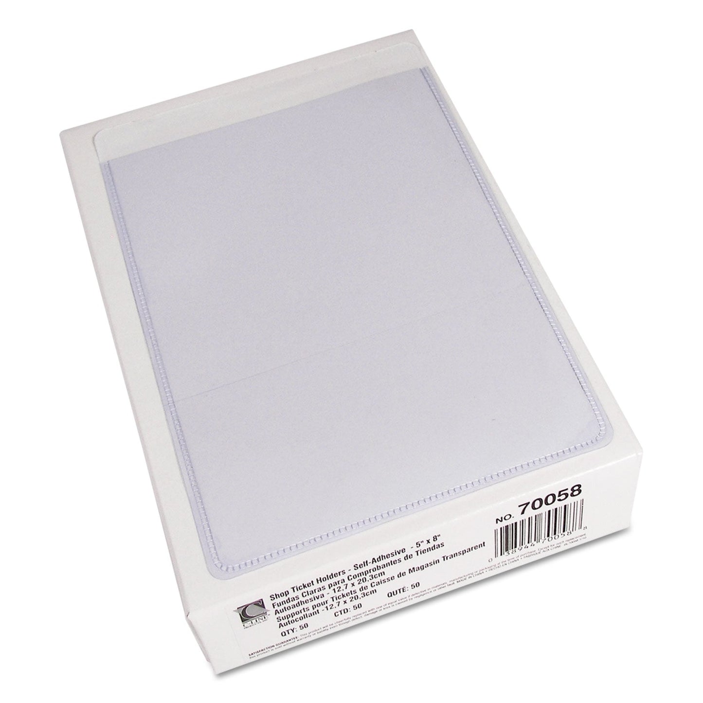 C-Line Self-Adhesive Shop Ticket Holders, Super Heavy, 25 Sheets, 5 x 8, 50/Box
