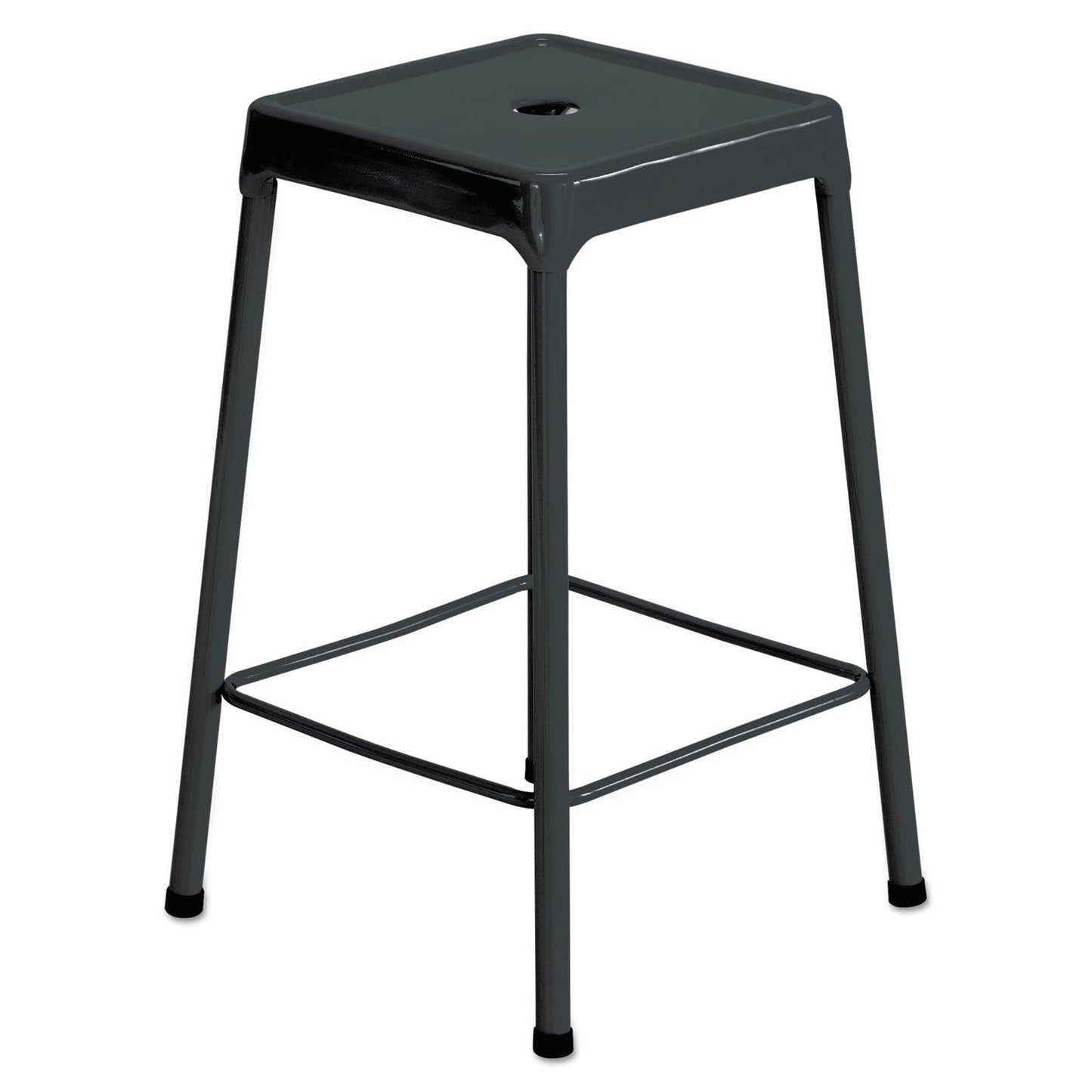 Safco Counter-Height Steel Stool, Backless, Supports Up to 250 lb, 25" Seat Height, Black