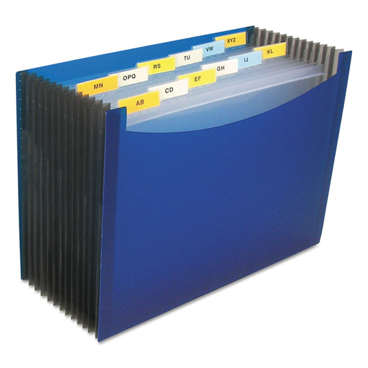 C-Line 13-Pocket Expanding File, 9.25" Expansion, 13 Sections, 1/6-Cut Tabs, Letter Size, Blue