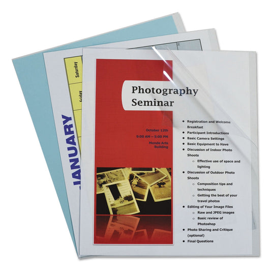 C-Line Vinyl Report Covers, Binding Bar, 8.5 x 11, Clear/Clear, 100/Box