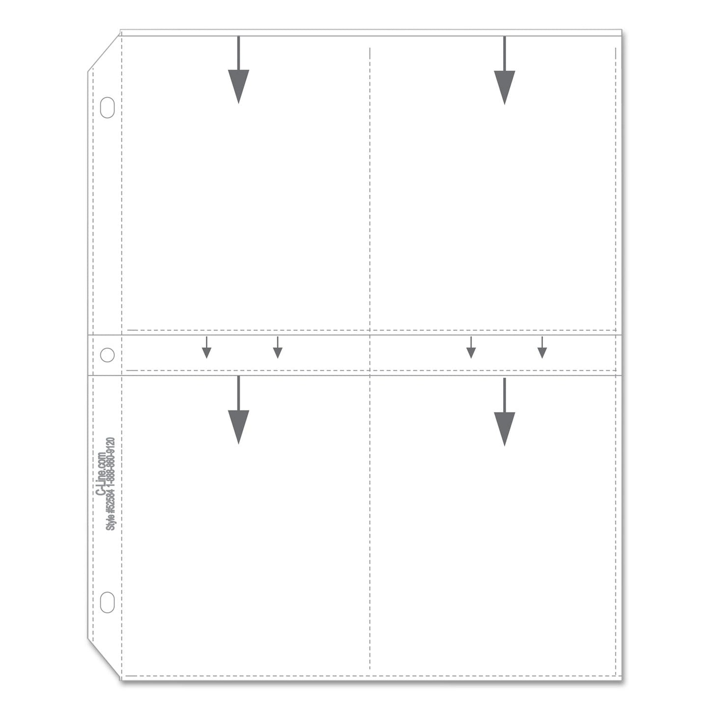 C-Line Clear Photo Pages for Eight 3.5 x 5 Photos, 3-Hole Punched, 11.25 x 8.13, 50/Box