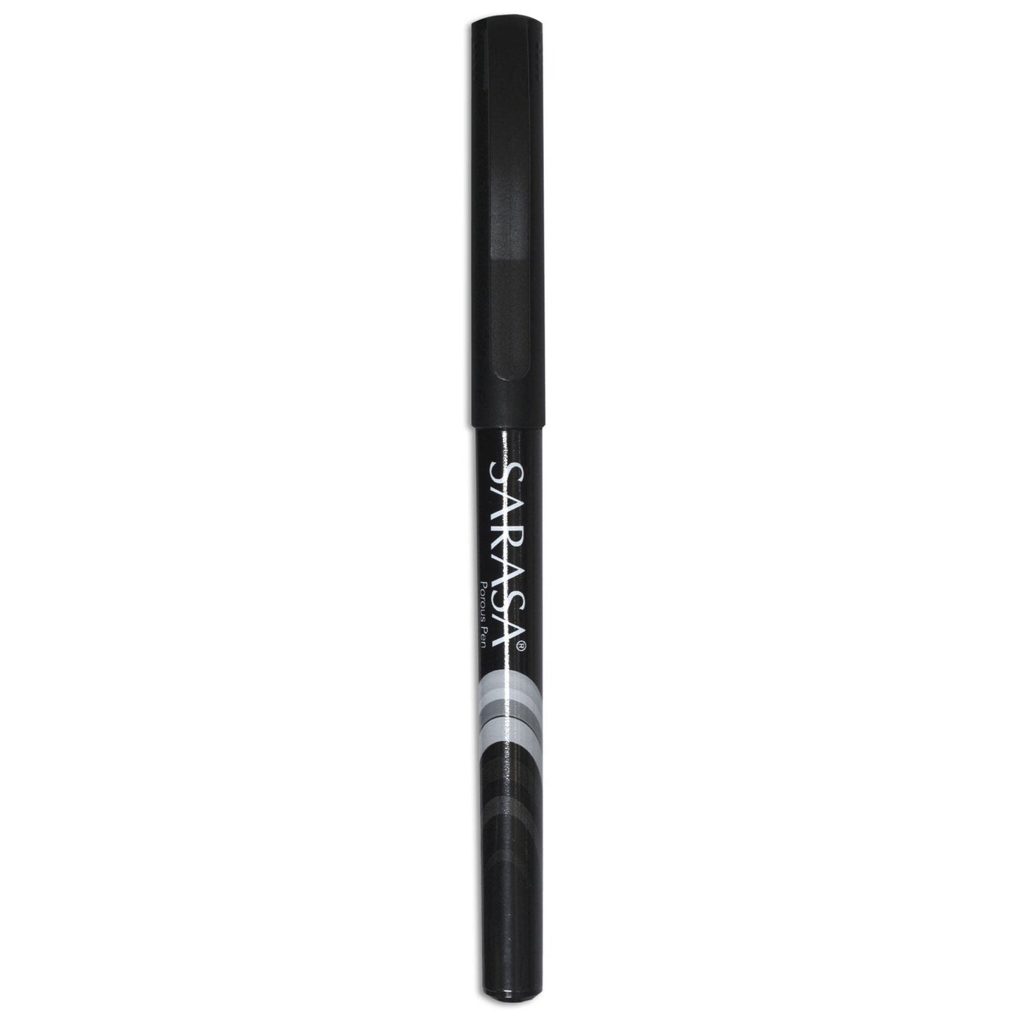 Zebra Sarasa Porous Point Pen, Stick, Fine 0.8 mm, Black Ink, Black Barrel, 12/Pack