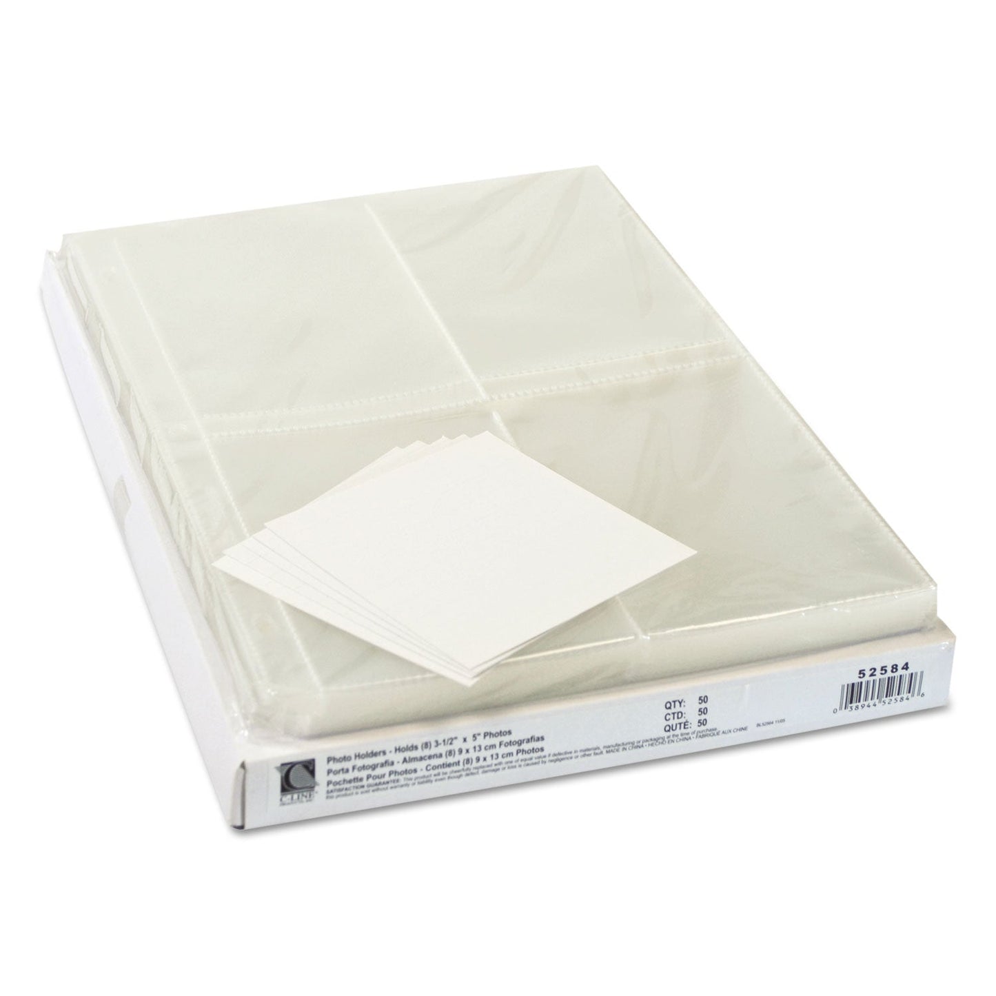 C-Line Clear Photo Pages for Eight 3.5 x 5 Photos, 3-Hole Punched, 11.25 x 8.13, 50/Box