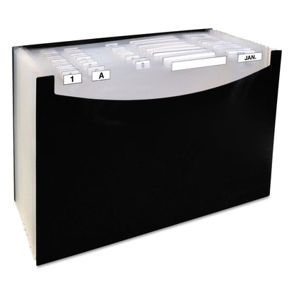 C-Line 21-Pocket Stand-Up Design Expanding File, 12" Expansion, 21 Sections, 1/5-Cut Tabs, Legal Size, Black