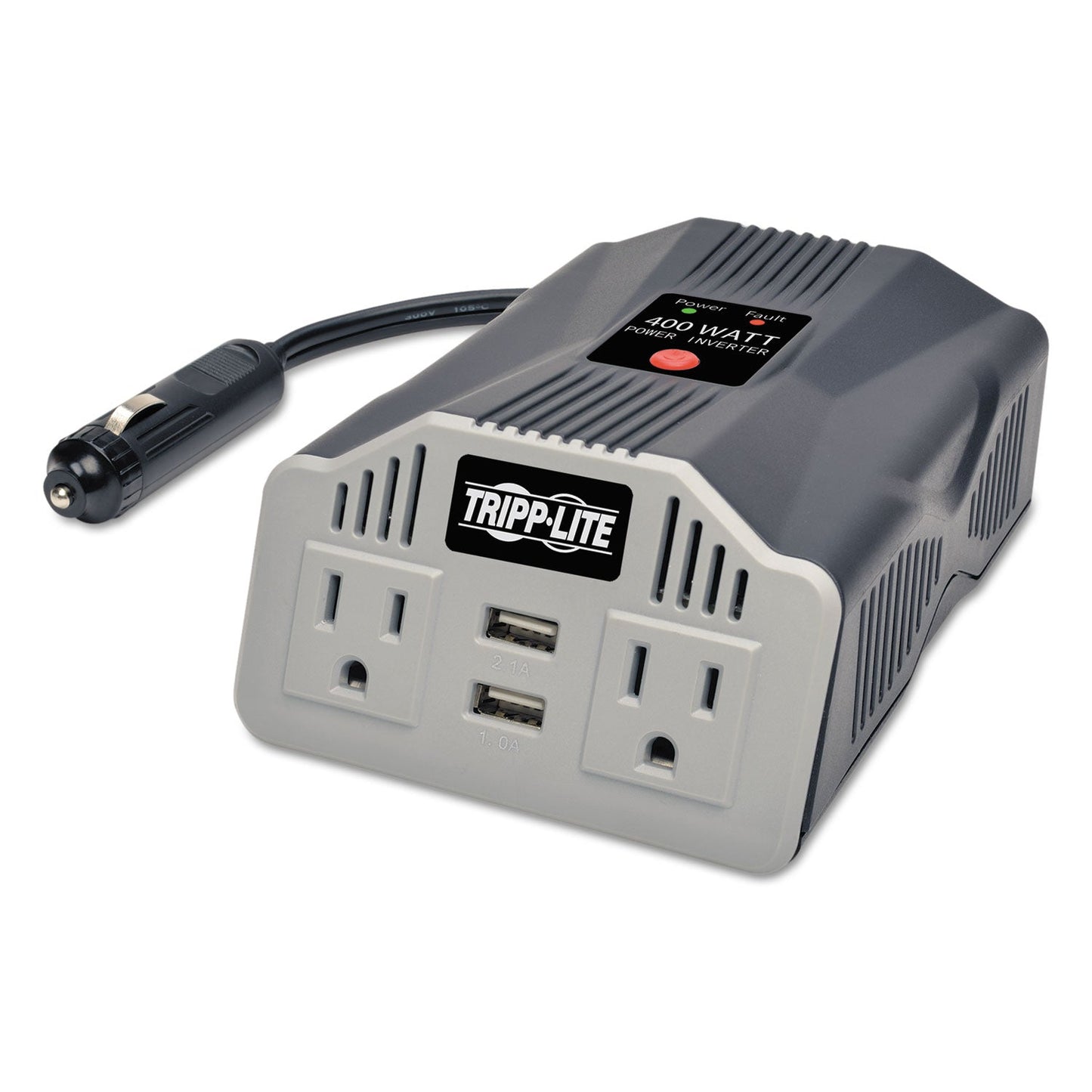 Tripp Lite PowerVerter Ultra-Compact Car Inverter, 400W, 2 AC/2 USB, 3.1A