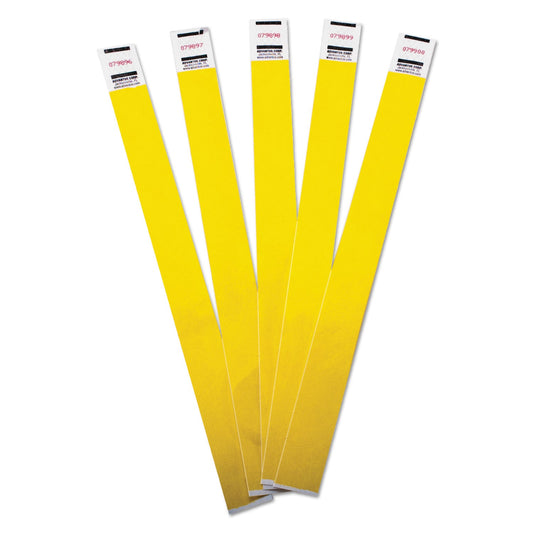Advantus Crowd Management Wristbands, Sequentially Numbered, 9.75" x 0.75", Yellow, 500/Pack