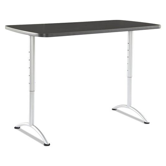Iceberg ARC Adjustable-Height Table, Rectangular Top, 60w x 30d x 30 to 42h, Graphite/Silver