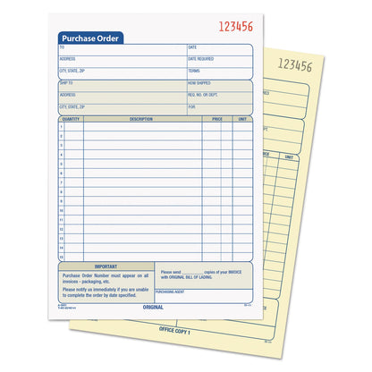 TOPS Purchase Order Book, Two-Part Carbonless, 5.56 x 8.44, 1/Page, 50 Forms