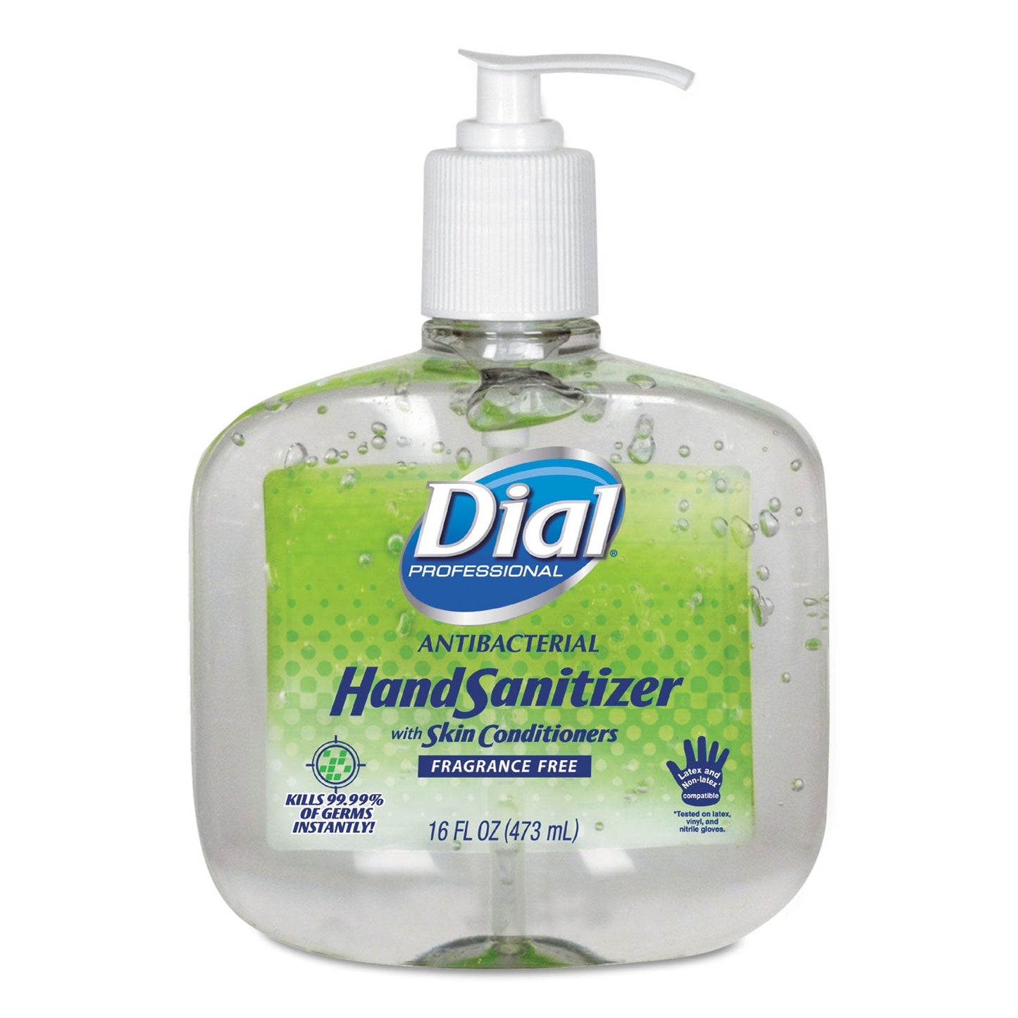 Dial Antibacterial with Moisturizers Gel Hand Sanitizer, 16 oz Pump Bottle, Fragrance-Free