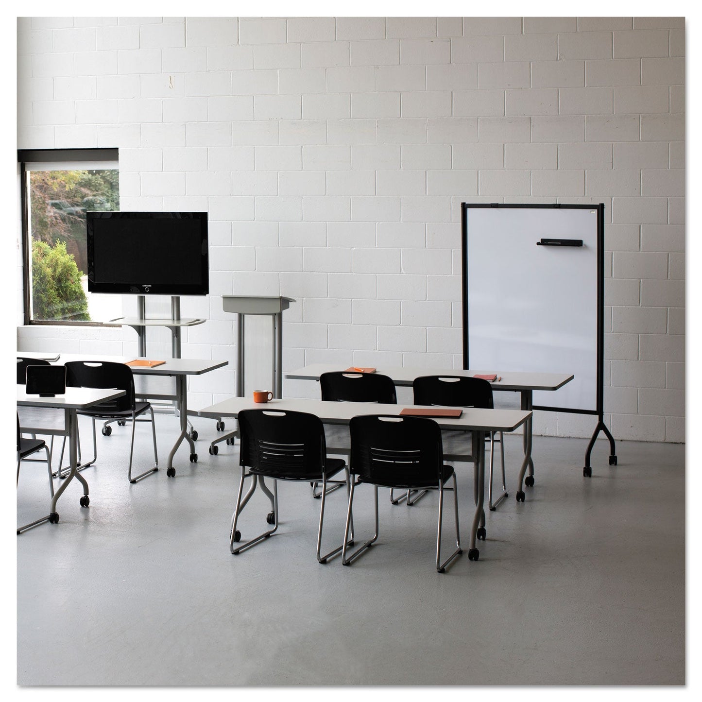 Safco Impromptu Magnetic Whiteboard Collaboration Screen, 42w x 21.5d x 72h, Black/White