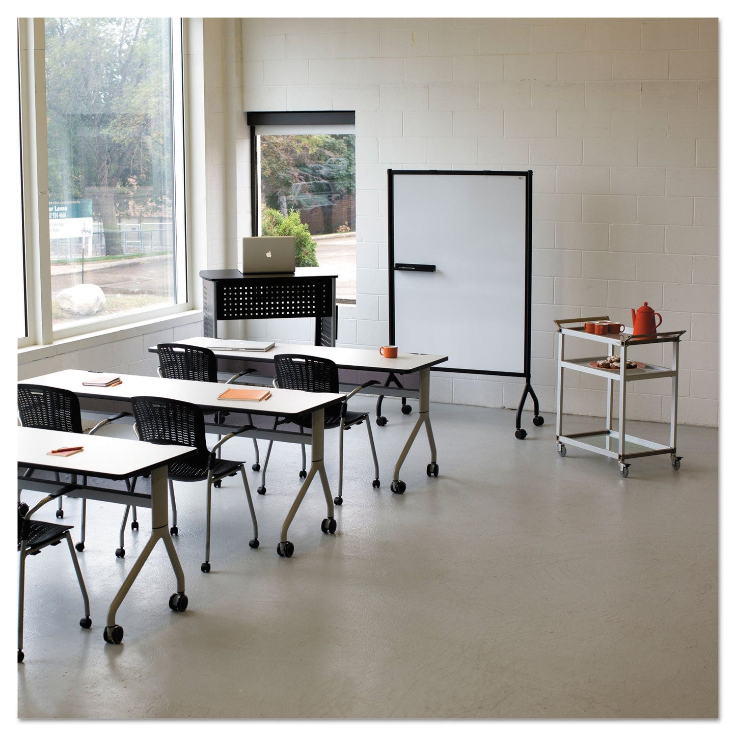 Safco Impromptu Magnetic Whiteboard Collaboration Screen, 42w x 21.5d x 72h, Black/White