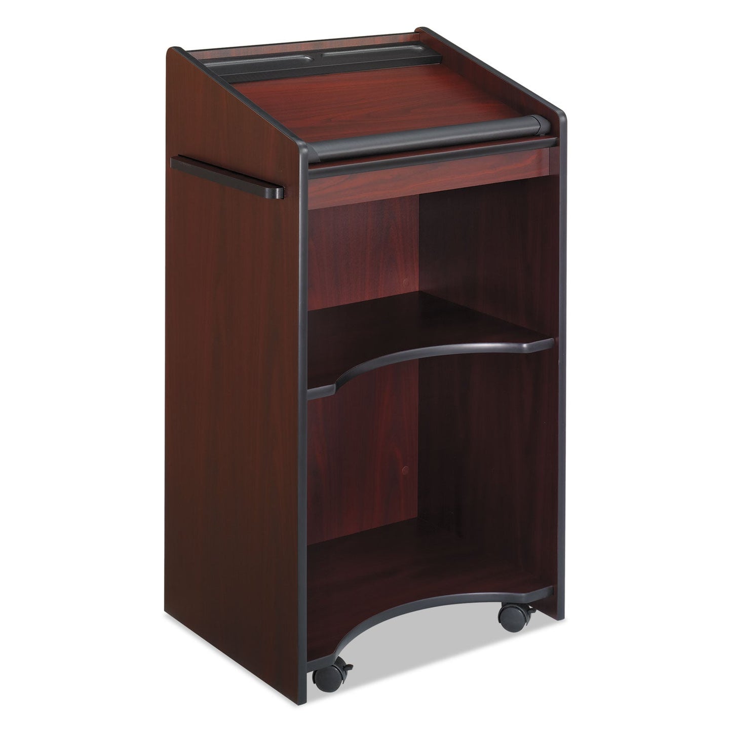 Safco Executive Mobile Lectern, 25.25 x 19.75 x 46, Mahogany