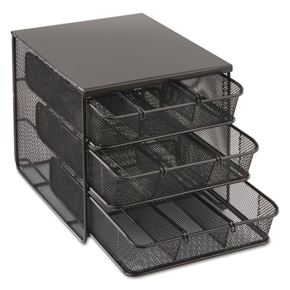 Safco 3 Drawer Hospitality Organizer, 7 Compartments, 11.5 x 8.25 x 8.25, Black