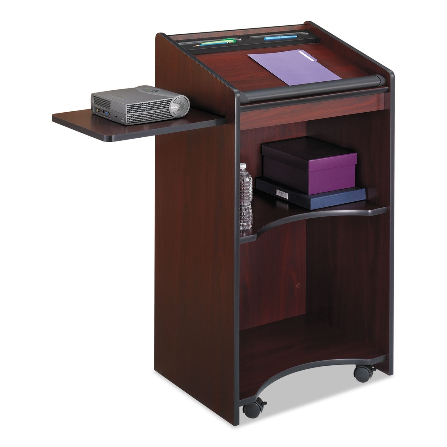 Safco Executive Mobile Lectern, 25.25 x 19.75 x 46, Mahogany