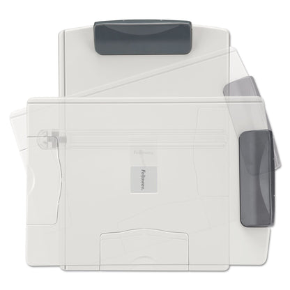 Fellowes Flex Arm Weighted Base Copyholder,150 Sheet Capacity, Plastic, Platinum/Graphite