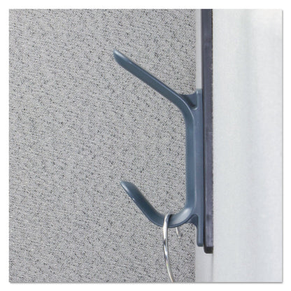 Universal Recycled Cubicle Double Coat Hook, Plastic, Charcoal