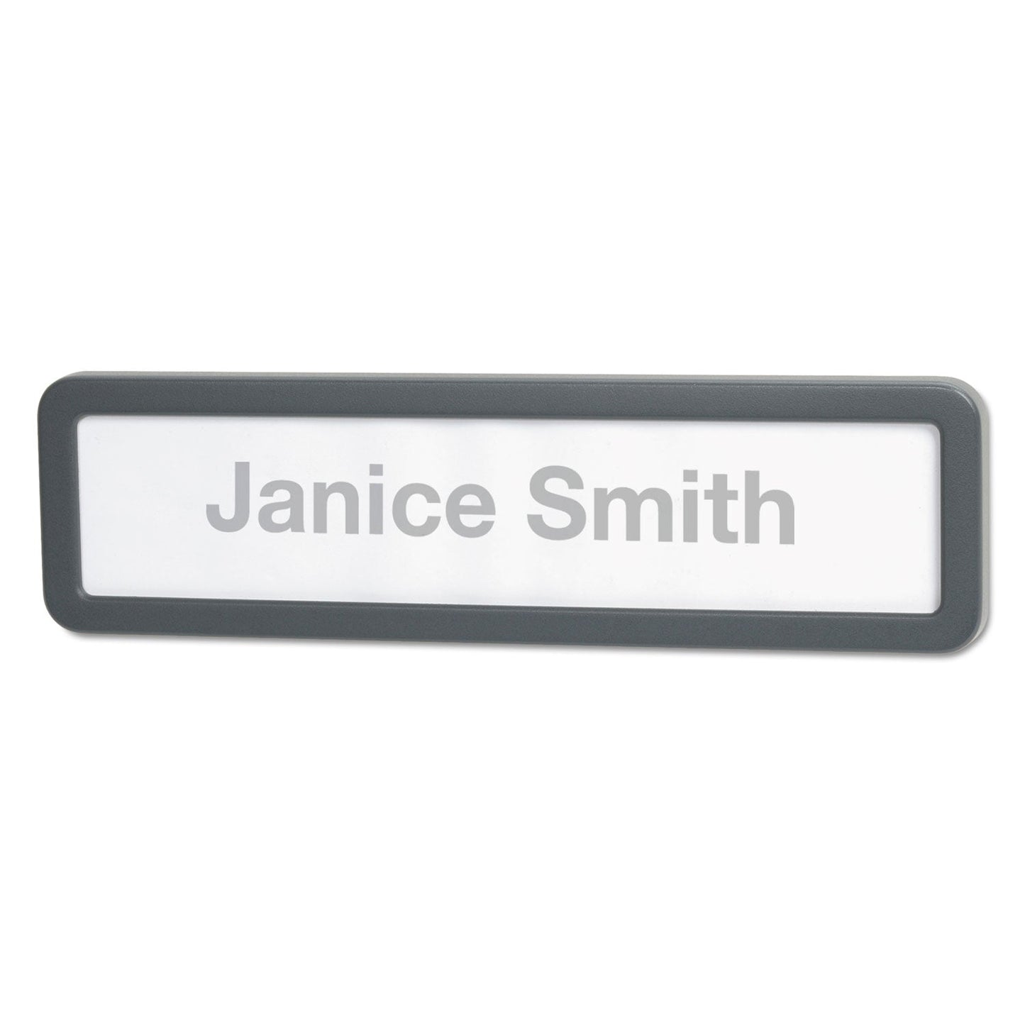 Universal Recycled Cubicle Nameplate with Rounded Corners, 9 x 2.5, Charcoal