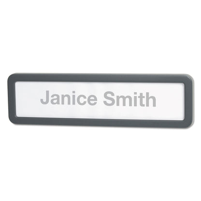 Universal Recycled Cubicle Nameplate with Rounded Corners, 9 x 2.5, Charcoal