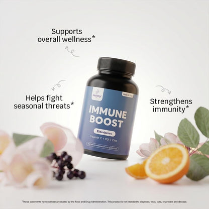 Immune Support Capsules for Adults with Elderberry, Vitamin C, Vitamin D3 & Zinc – Daily Immune Defense Supplement  Zealthy Life  60 Capsules