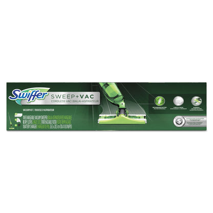 Swiffer Sweep + Vac Starter Kit with 8 Dry Cloths, 10" Cleaning Path, Green/Silver, 2 Kits/Carton