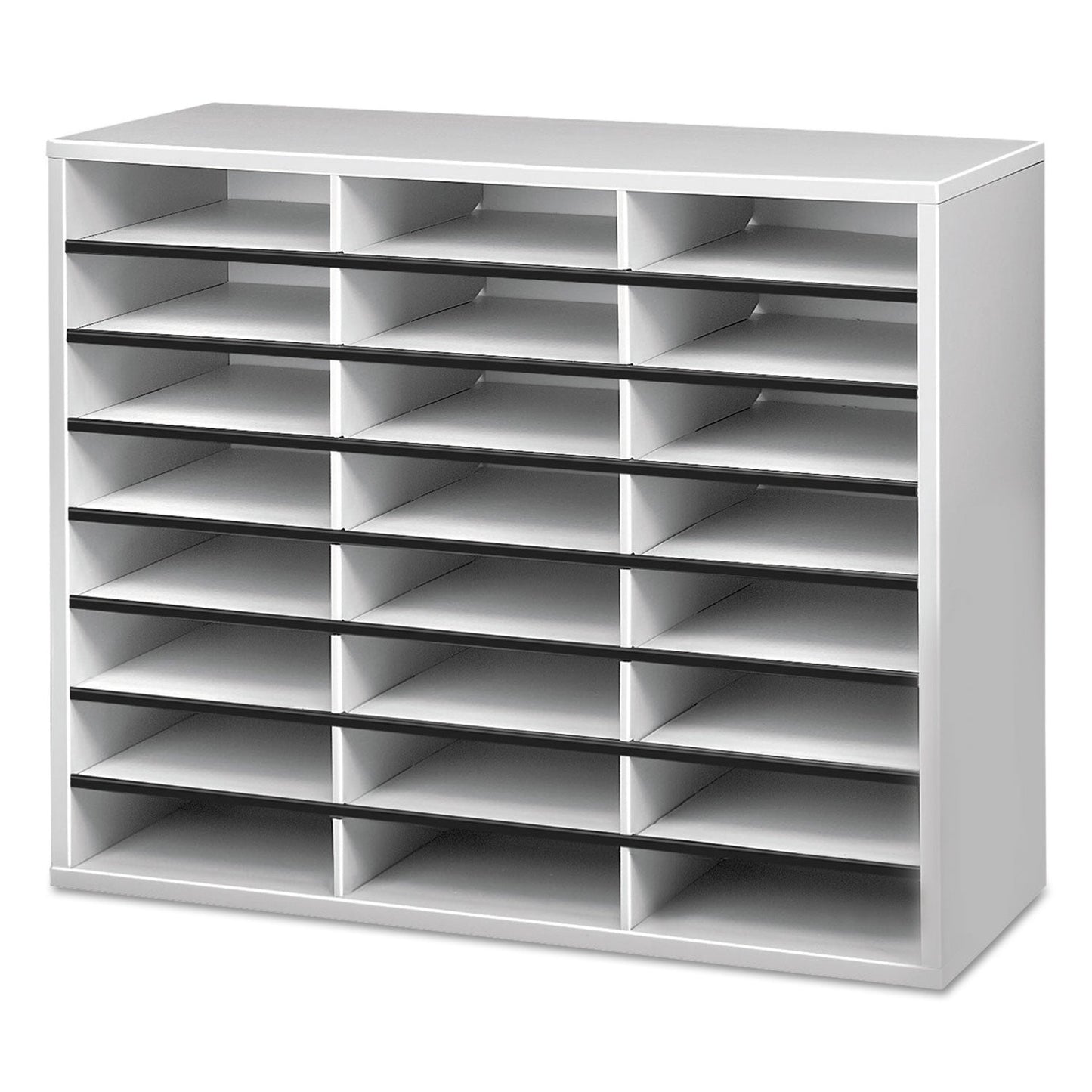 Fellowes Literature Organizer, 24 Letter Compartments, 29 x 11.88 x 23.44, Dove Gray