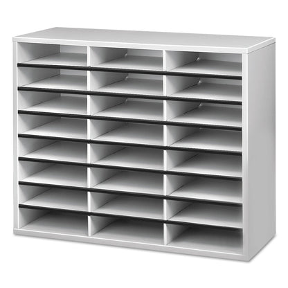 Fellowes Literature Organizer, 24 Letter Compartments, 29 x 11.88 x 23.44, Dove Gray
