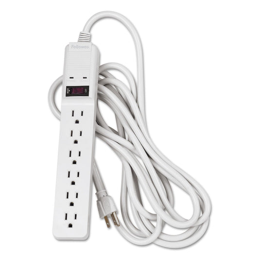 Fellowes Basic Home/Office Surge Protector, 6 AC Outlets, 15 ft Cord, 450 J, Platinum