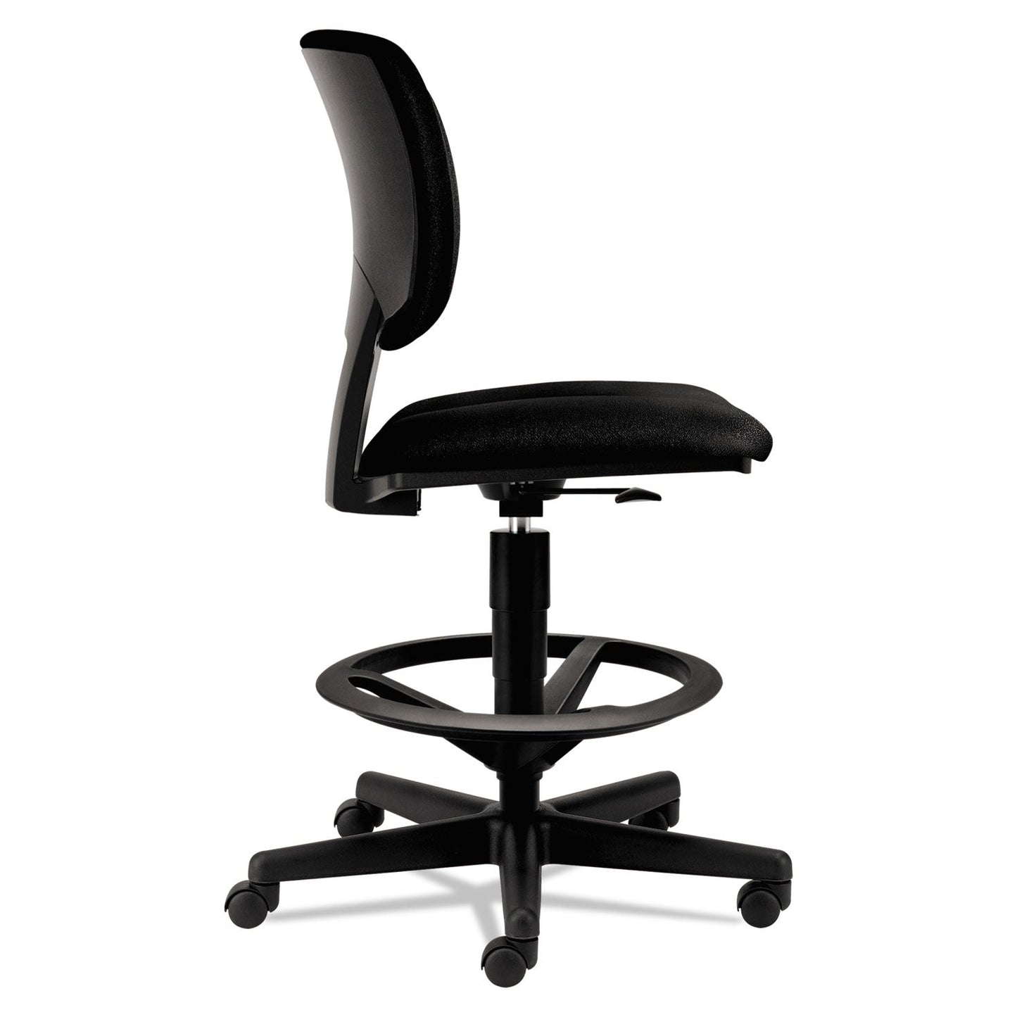 HON Volt Series Adjustable Task Stool, Supports Up to 275 lb, 22.88" to 32.38" Seat Height, Black