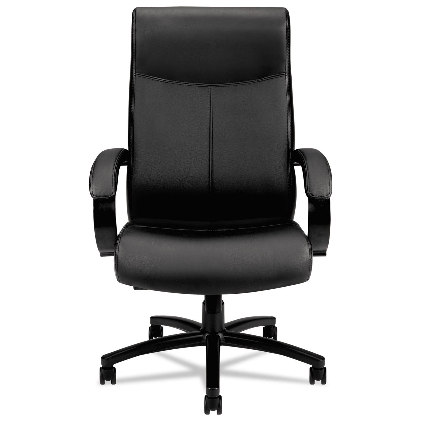 HON Validate Big and Tall Leather Chair, Supports Up to 450 lb, 18.75" to 21.5" Seat Height, Black