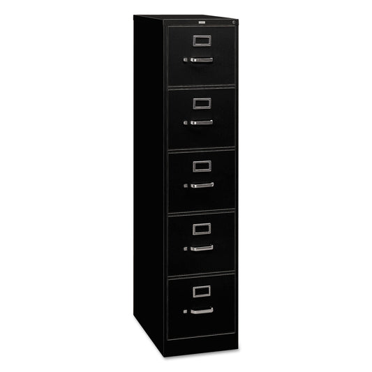 HON 310 Series Vertical File, 5 Letter-Size File Drawers, Black, 15" x 26.5" x 60"