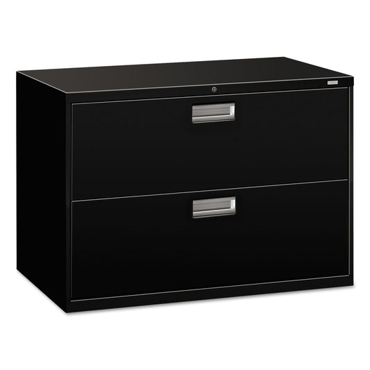 HON Brigade 600 Series Lateral File, 2 Legal/Letter-Size File Drawers, Black, 42" x 18" x 28"