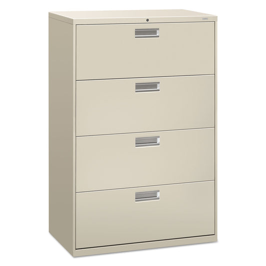 HON Brigade 600 Series Lateral File, 4 Legal/Letter-Size File Drawers, Light Gray, 36" x 18" x 52.5"
