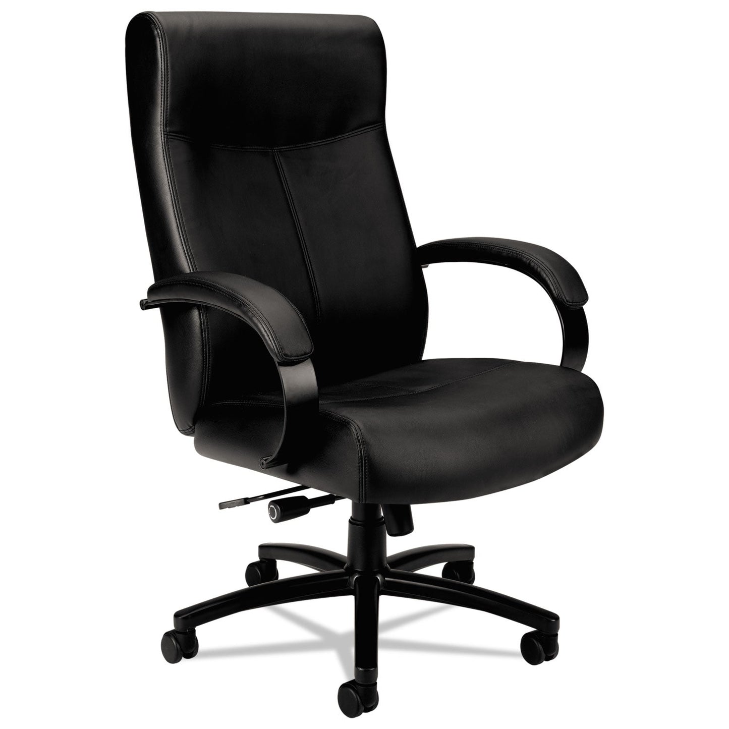 HON Validate Big and Tall Leather Chair, Supports Up to 450 lb, 18.75" to 21.5" Seat Height, Black