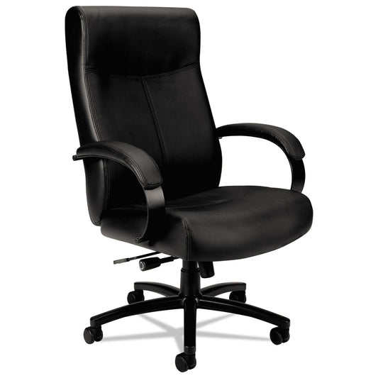 HON Validate Big and Tall Leather Chair, Supports Up to 450 lb, 18.75" to 21.5" Seat Height, Black