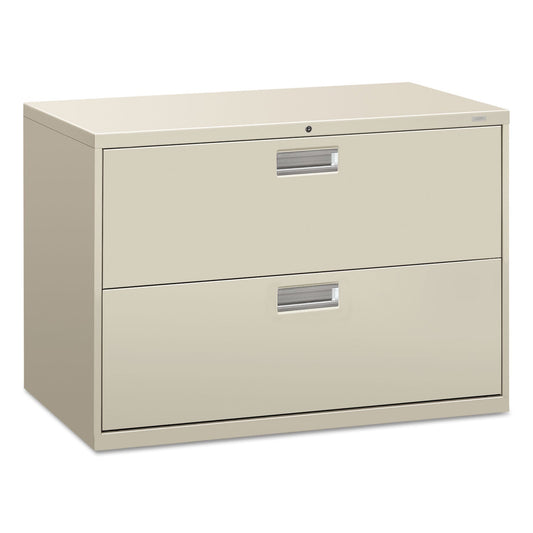 HON Brigade 600 Series Lateral File, 2 Legal/Letter-Size File Drawers, Light Gray, 42" x 18" x 28"