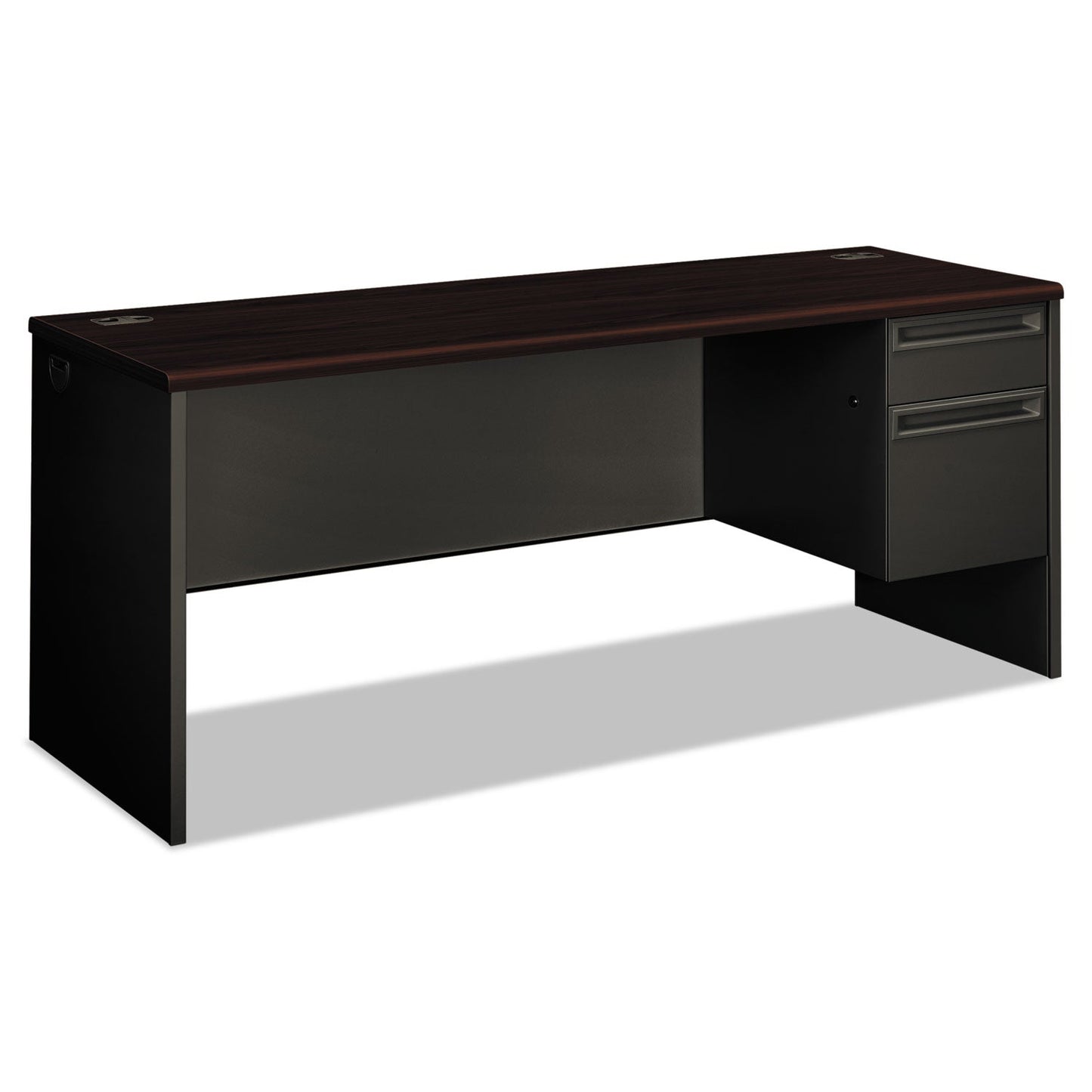 HON 38000 Series Right Pedestal Credenza, 72w x 24d x 29.5h, Mahogany/Charcoal
