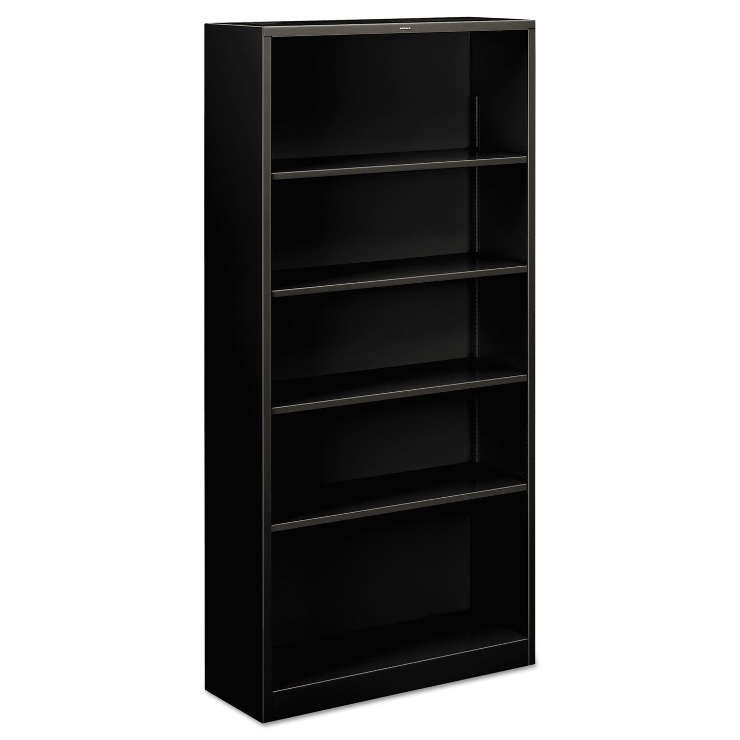 HON Metal Bookcase, Five-Shelf, 34.5w x 12.63w x 71h, Black