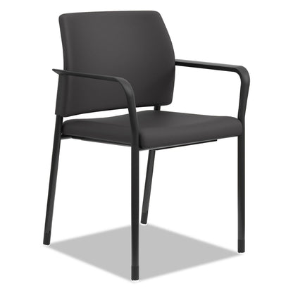 HON Accommodate Series Guest Chair with Fixed Arms, 23.25" x 22.25" x 32", Black Seat, Charblack Base, 2/Carton